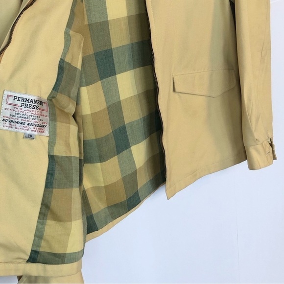 VINTAGE Permanent Press mustard yellow canvas cotton zip up jacket lined 36 - Picture 5 of 13